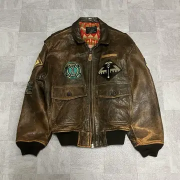 AVIREX 90s 천연 가죽 가죽 자켓