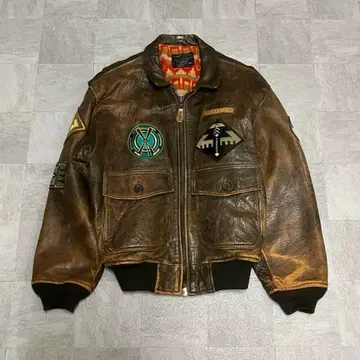 AVIREX 90s 천연 가죽 가죽 자켓