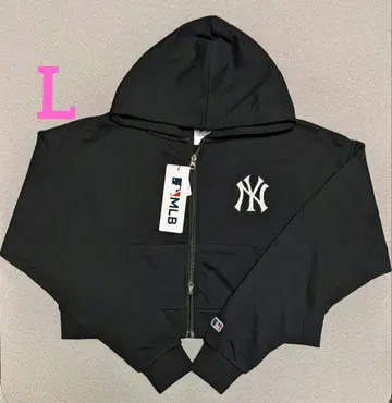 MLB 양키스 NY 로고 와펜 크롭 후드티 맨투맨