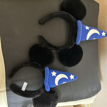 미키 귀 마법사 모자 머리띠 2개