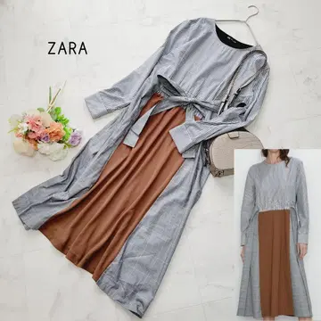 ZARA*자라 스트라이프 체크 패치워크 원피스