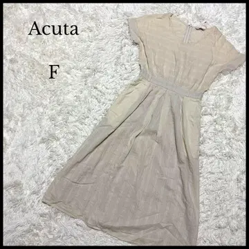 [ Acuta ] 아쿠타 반팔 롱 원피스 프리 사이즈 베이지 면 100%