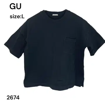 GU 지유 셔츠 상의 반팔 L 블랙 면 100% 스타일리시