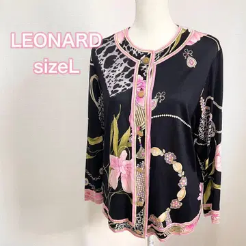 사이즈 L 레오나르 긴팔 블라우스 골드 버튼 꽃무늬 프린트 트리밍 모
