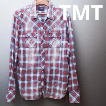 새상품급 정가 30800엔 TMT 21AW 인디고 체크 셔츠 XL
