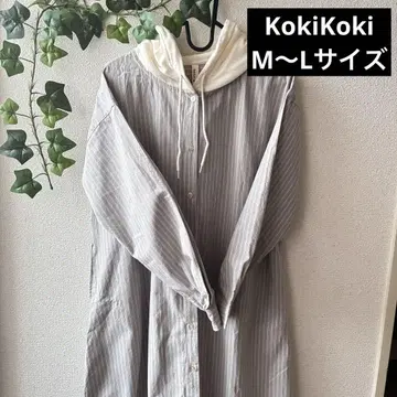 스트라이프 후드 부착 셔츠 원피스 KotiKoti
