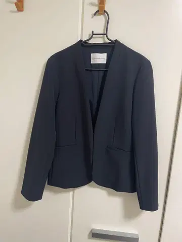 Couture Brooch 네이비 노카라 자켓