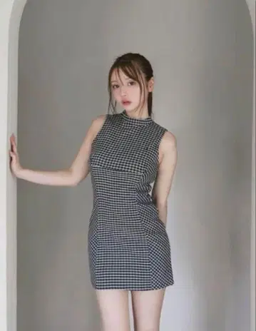 ANDMARY Natalie Check mini dress black