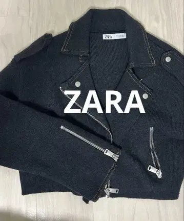 [ 새상품급 ] [ ZARA ] 네이비 니트 아우터 자켓 블루 숏 기장
