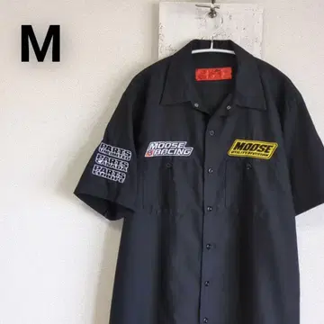 레드캡 RED KAP 반팔 워크 셔츠 와펜 M 블랙