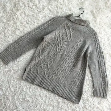 BRAHMIN 터틀넥 니트 케이블 짜임 그레이 (M 상당)