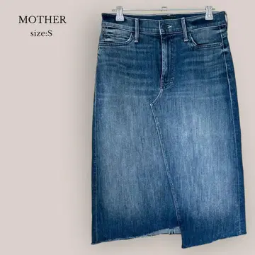 마더 MOTHER 새상품급 데님 스커트 비대칭 종아리 기장 S 상당