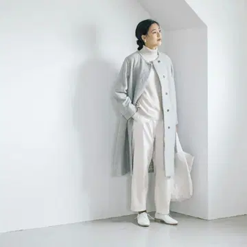 북유럽, 생활 잡화점 그레이 울 혼방 노카라 롱 코트