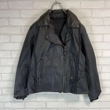 빈티지 블랙 빅 루즈 가죽 자켓 더블 라이더 자켓 두꺼운