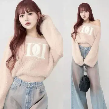 DD 로고 원숄더 니트탑 다리치 darich 핑크 PNK