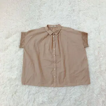 POU DOU DOU 반팔 블라우스 소매 레이스 절개 개더 루즈핏 면 M
