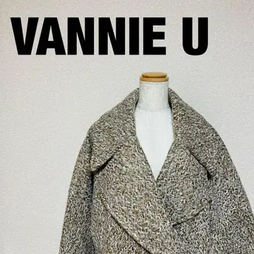 VANNIE U 부클 빅 칼라 코트 베이지 코트