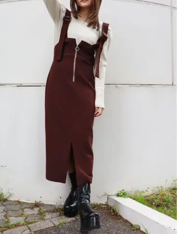 MURUA 프론트 지퍼 타이트 점프 스커트