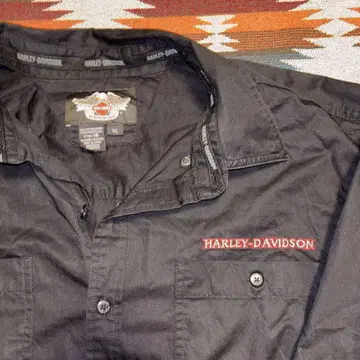 HARLEY-DAVIDSON 블랙 긴팔 버튼 다운 워크 셔츠 L
