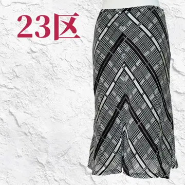 컨디션 최상 23구 기하학 패턴 머메이드 라인 롱 스커트 (38)