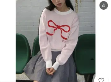 ronron 리본 모티브 핑크 니트 스웨터