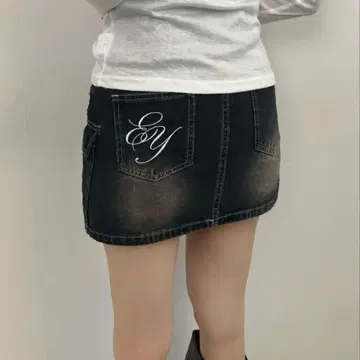 emmy 로고 데님 미니 스커트