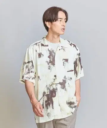 TOWN 프린트 오픈 카라 셔츠 L 사이즈