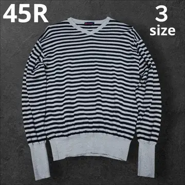 새상품급 45rpm V넥 니트 스웨터 보더 사이즈 3