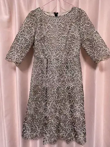 JILLSTUART 꽃무늬 레이스 드레스 그레이