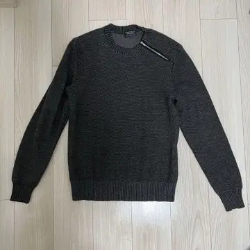 멘즈 비기 옷깃 지퍼 크루넥 니트