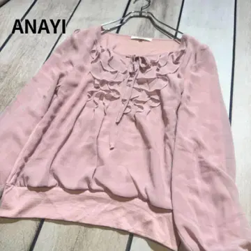 ANAYI 아나이 쉬폰 블라우스 티셔츠 리본 프릴 핑크