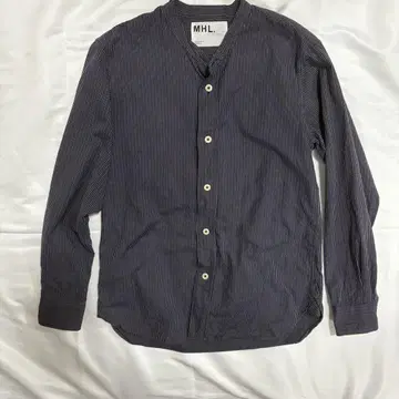 MHL. 컬러리스 밴드 카라 셔츠 / S 코튼 스트라이프 일본제