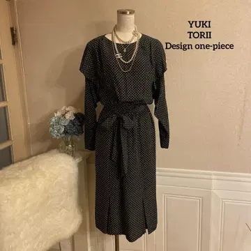 [ 4만 엔 ] YUKI TORII 도트 리본 디자인 원피스