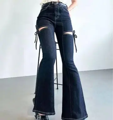 RESEXXY 컷 아웃 리본 데님 팬츠 M