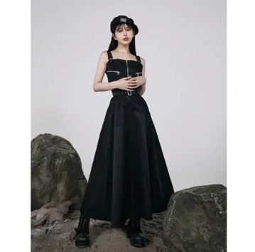 당일 발송 Darich 나일론 점퍼 롱 원피스 블랙