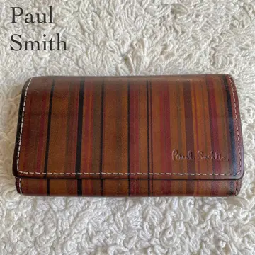 Paul Smith 폴스미스 스트라이프 가죽 키케이스 브라운
