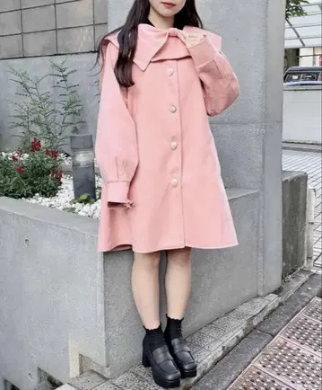 [ Rmine ] 펄 버튼 리본 코트