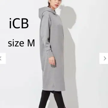 [ size M ] iCB 종이상자 후드티 원피스 후디 그레이