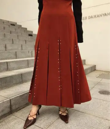 AMERI 스터드 슬릿 스커트 롱 스커트 튤 AMERI S 사이즈