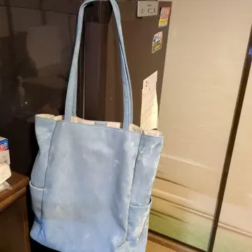 스카이블루 나일론 토트백