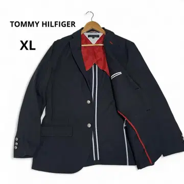 남성용 TOMMY HILFIGER 네이비 자켓 은색 버튼 XL