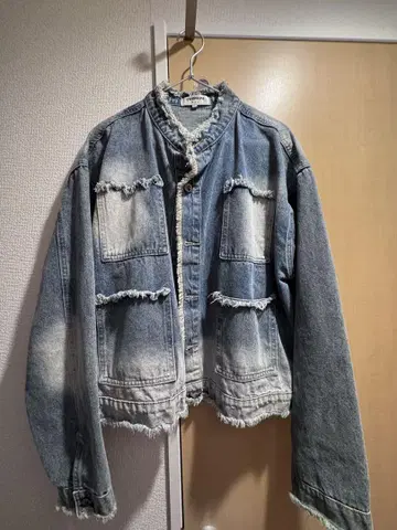 [ ORUN ] 데님 자켓 프린지 가공