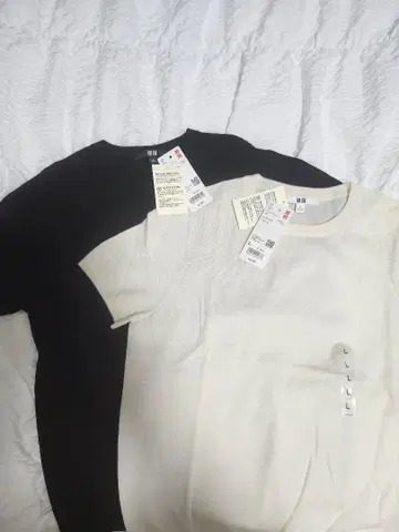 [ 미사용 ] UNIQLO 메리노울 크루넥 반팔 니트 2색 세트 L