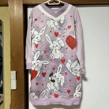 토끼와 하트의 긴팔 원피스