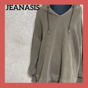 JEANASIS 레이어드 후드 상의 올리브 F 빈티지풍