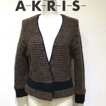 AKRIS 뜨개질 디자인 긴팔 니트 가디건