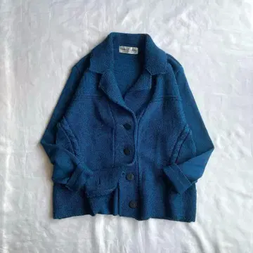 오카다 니트 울100% 니트 가디건 일본제 사슴 무늬 케이블