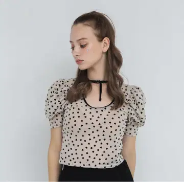 lilLilly 2way 플로키 하트 메쉬 상의