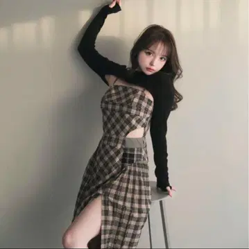 andmary 앤드마리 벨 체크 드레스 원피스