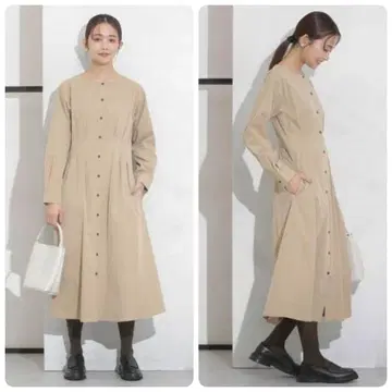 새상품급 나노 유니버스 허리 턱 셔츠 원피스 베이지